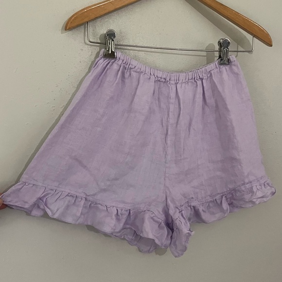 Sleeper 100% Linen Purple Ruffle Shorts Size Small - Picture 5 of 8